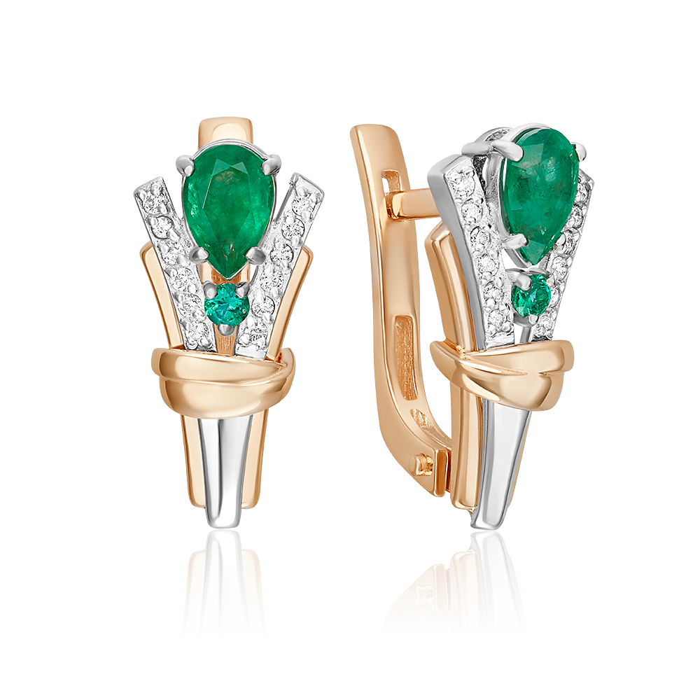 

Серьги из белого/красного золота PLATINA jewelry 02-5218-00-106-1111, изумруд/бриллиант, 02-5218-00-106-1111