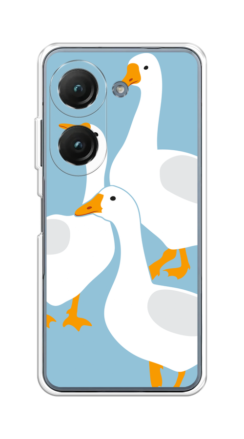 

Чехол на Asus ZenFone 9/ZenFone 10 "Гусиное трио", Голубой;белый;серый;желтый, 44850-1