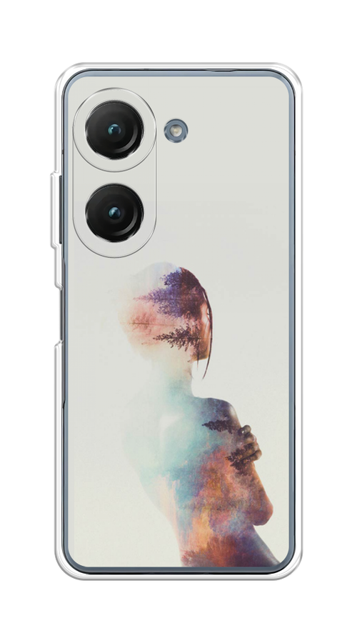 

Чехол на Asus ZenFone 9/ZenFone 10 "Девушка-лес", Розовый;голубой;серый, 44850-1