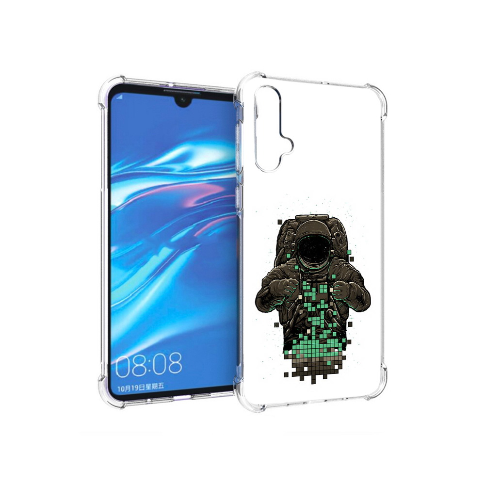 

Чехол MyPads Tocco для Huawei Nova 5 космонавт с пикселями, Прозрачный, Tocco