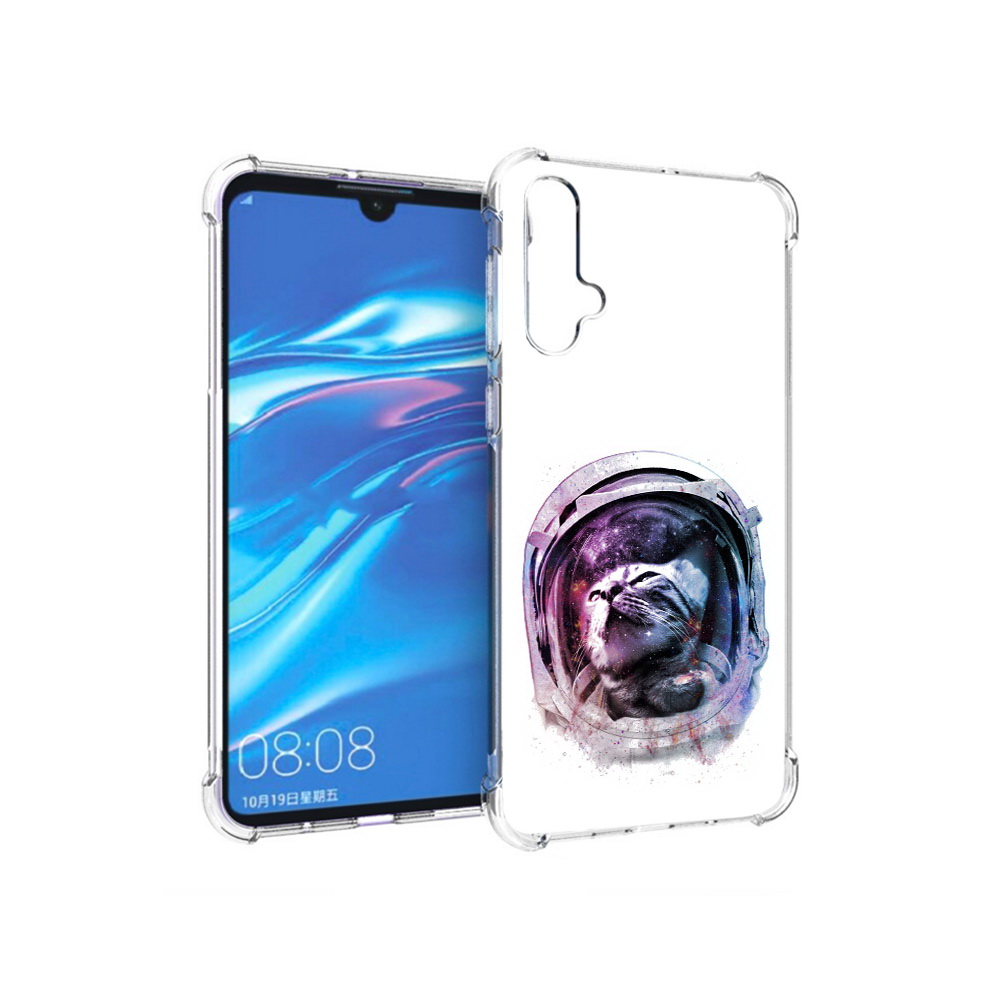

Чехол MyPads Tocco для Huawei Nova 5 кот в шлеме, Прозрачный, Tocco