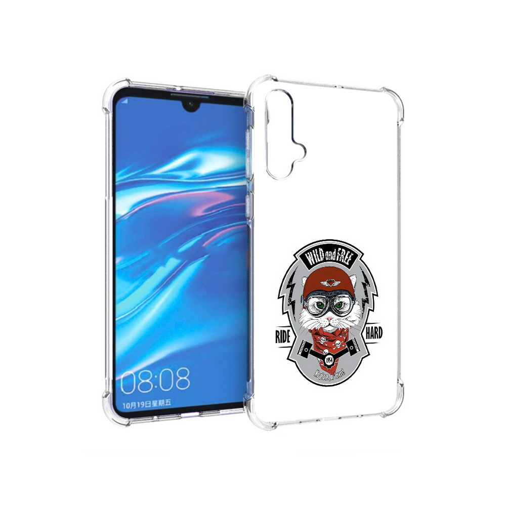 

Чехол MyPads Tocco для Huawei Nova 5 кошка в шлеме, Прозрачный, Tocco