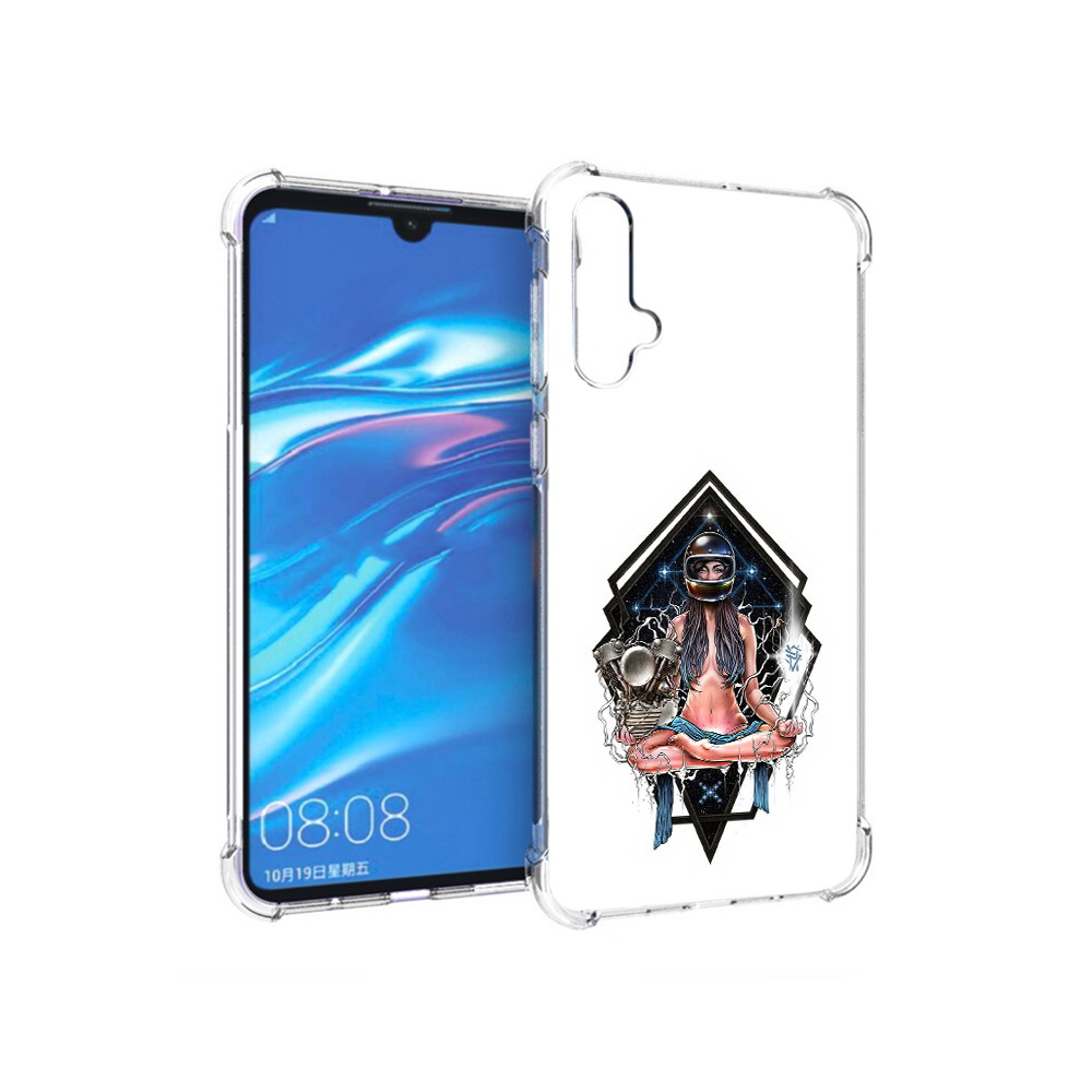 

Чехол MyPads Tocco для Huawei Nova 5 красивая девушка в шлеме, Прозрачный, Tocco