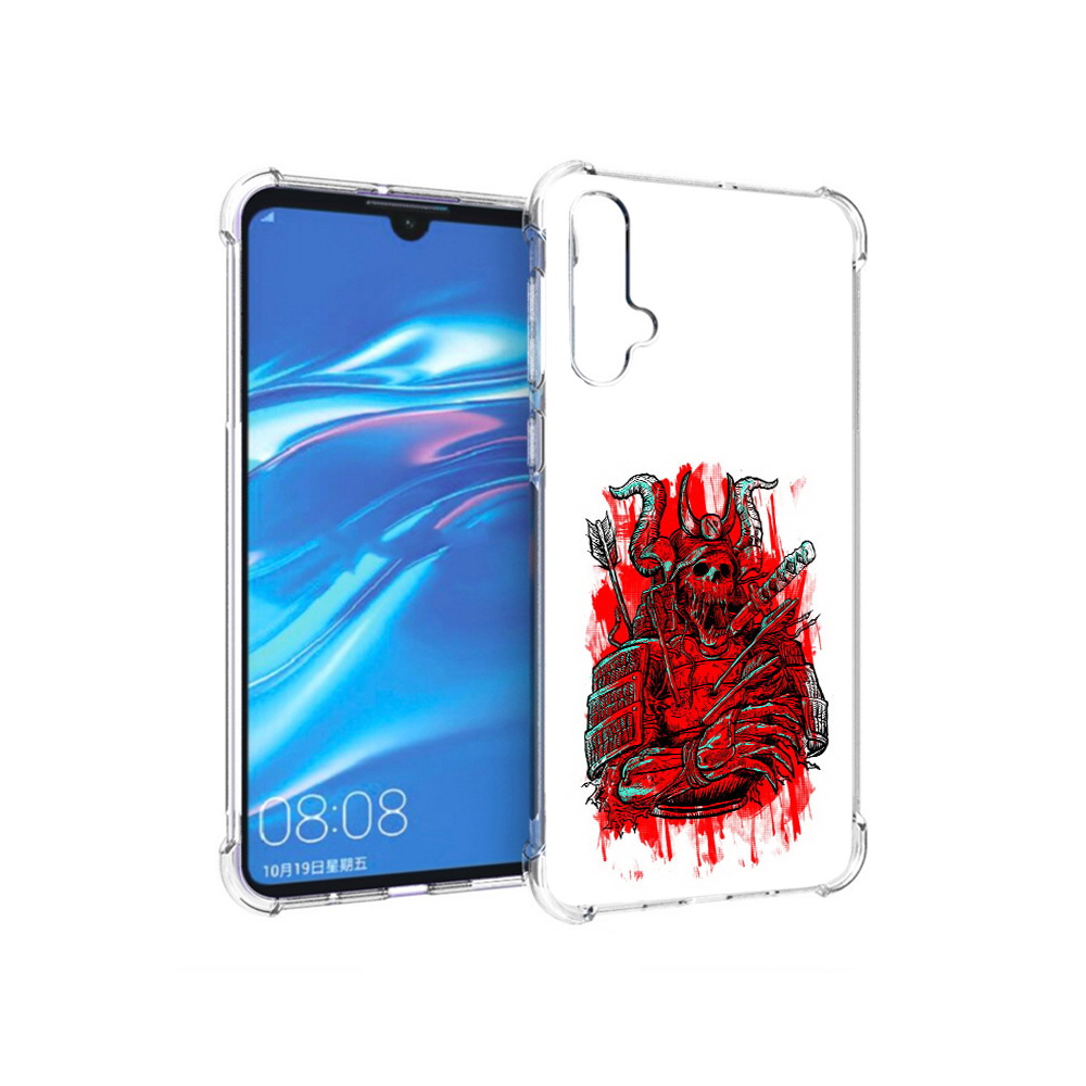 

Чехол MyPads Tocco для Huawei Nova 5 красный скелет воин, Прозрачный, Tocco