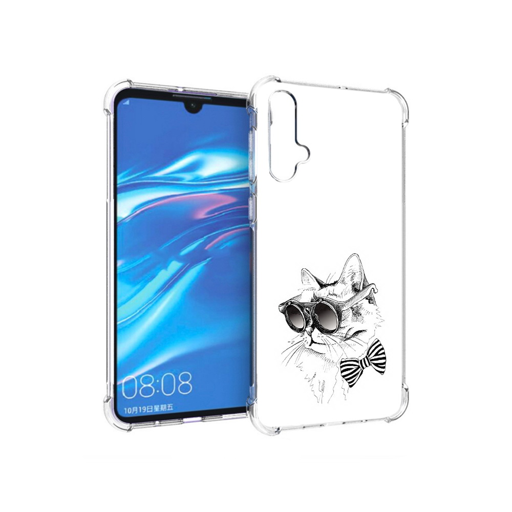 Чехол MyPads Tocco для Huawei Nova 5 крутая кошка в очках