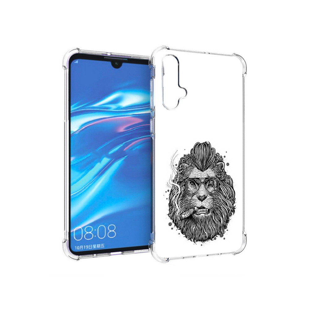 

Чехол MyPads Tocco для Huawei Nova 5 курящий лев, Прозрачный, Tocco