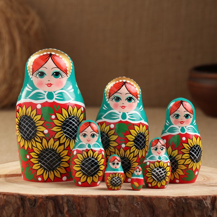 

Матрёшка "С подсолнухами", 7 кукольная, 13,5х7х7 см