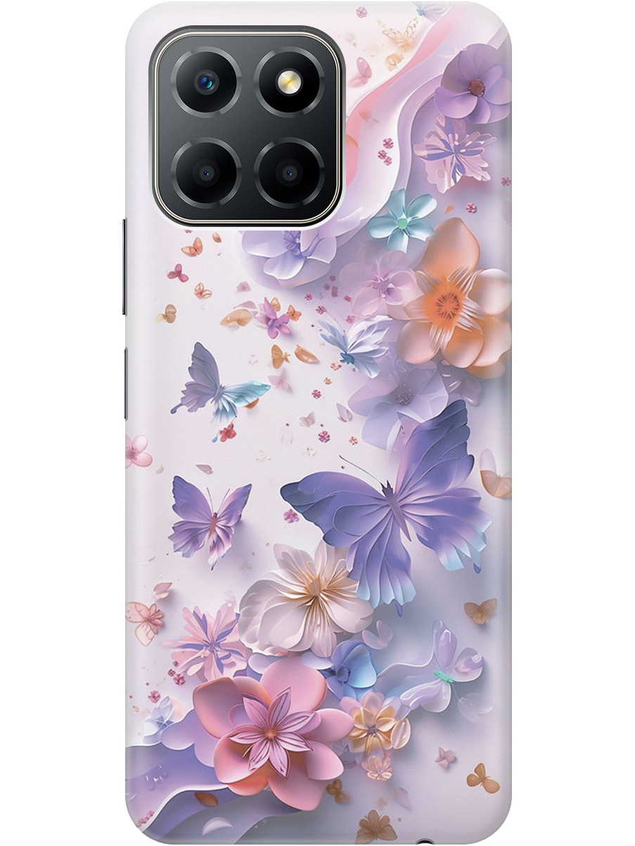 

Силиконовый чехол на Honor X6 / X8 5G с принтом "Фиолетовые бабочки и бумажные цветы", Прозрачный;розовый;фиолетовый, 762092222
