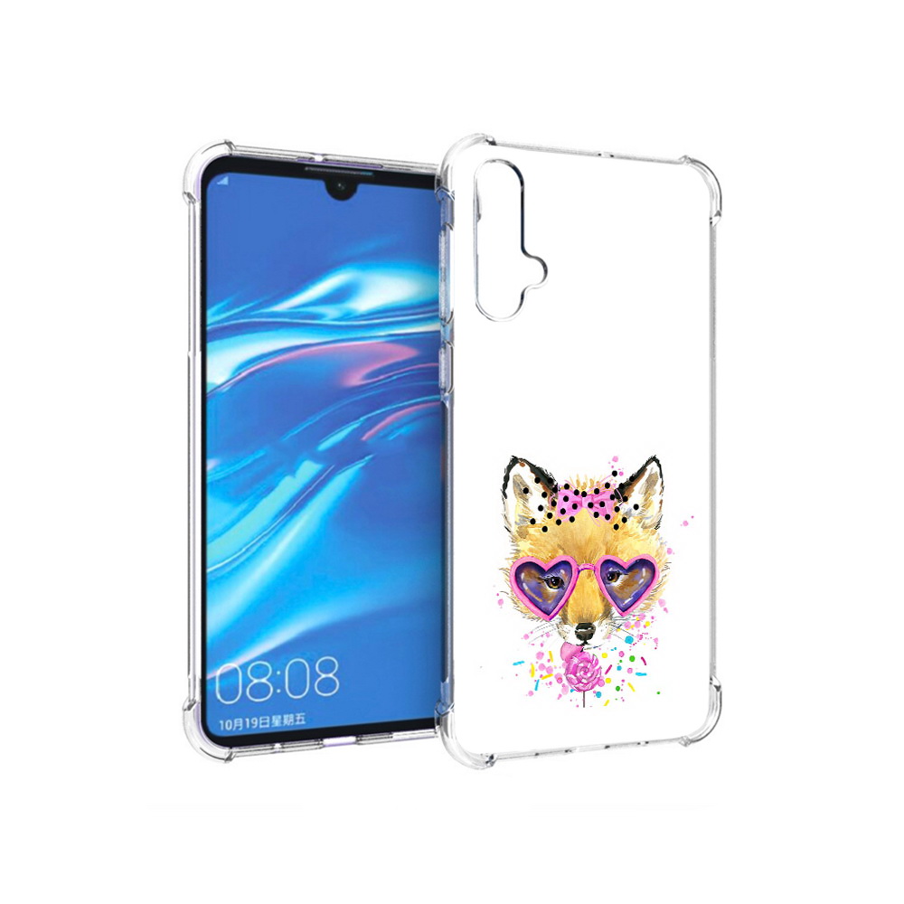 Чехол MyPads Tocco для Huawei Nova 5 лисенок с бантиком