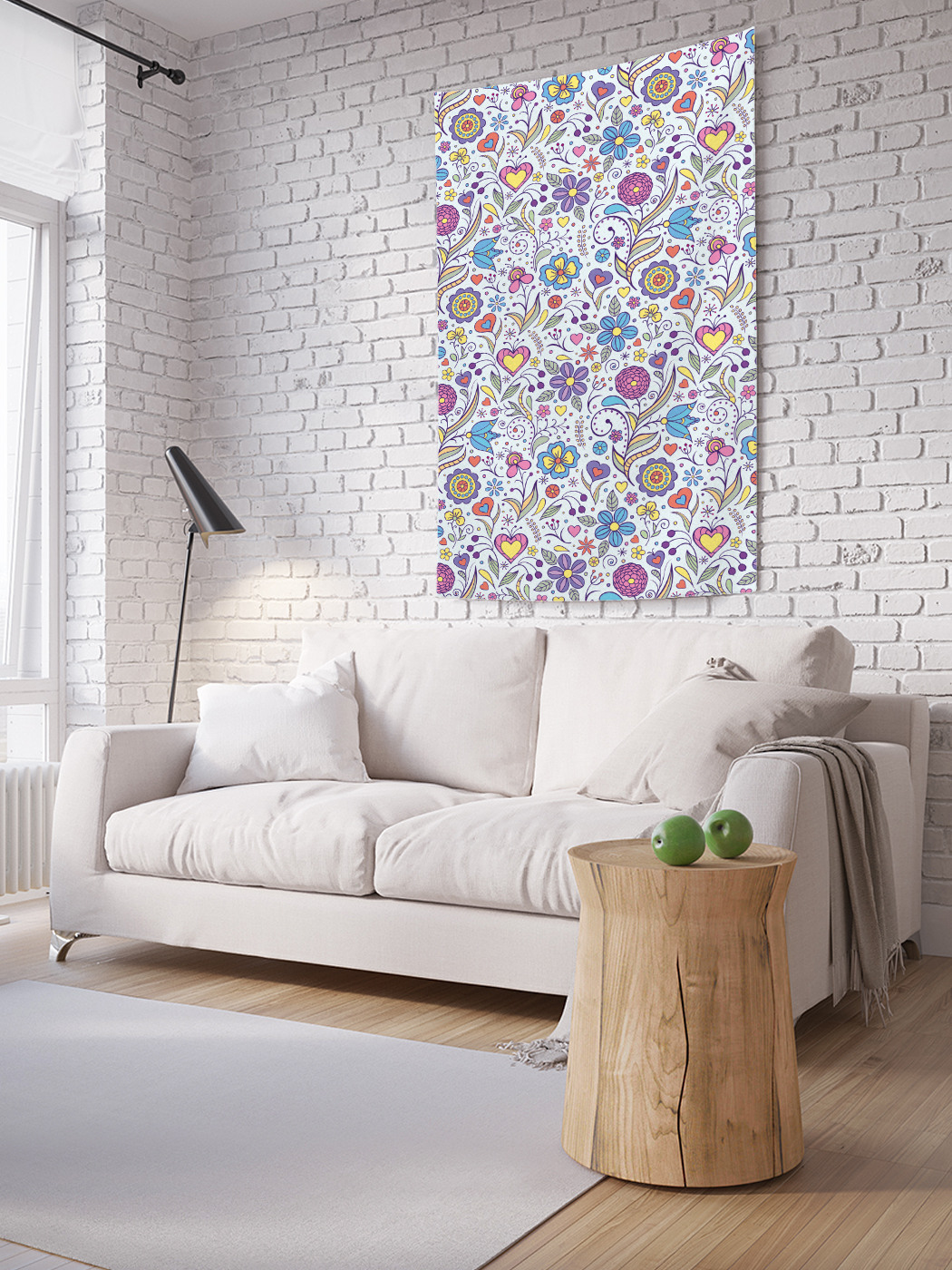 

Вертикальное фотопанно на стену JoyArty Цветы дудл 150x200 см, Цветы дудл