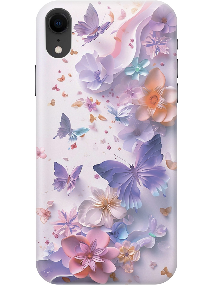 

Силиконовый чехол на Apple iPhone XR с принтом "Фиолетовые бабочки и бумажные цветы", Прозрачный;розовый;фиолетовый, 719086322