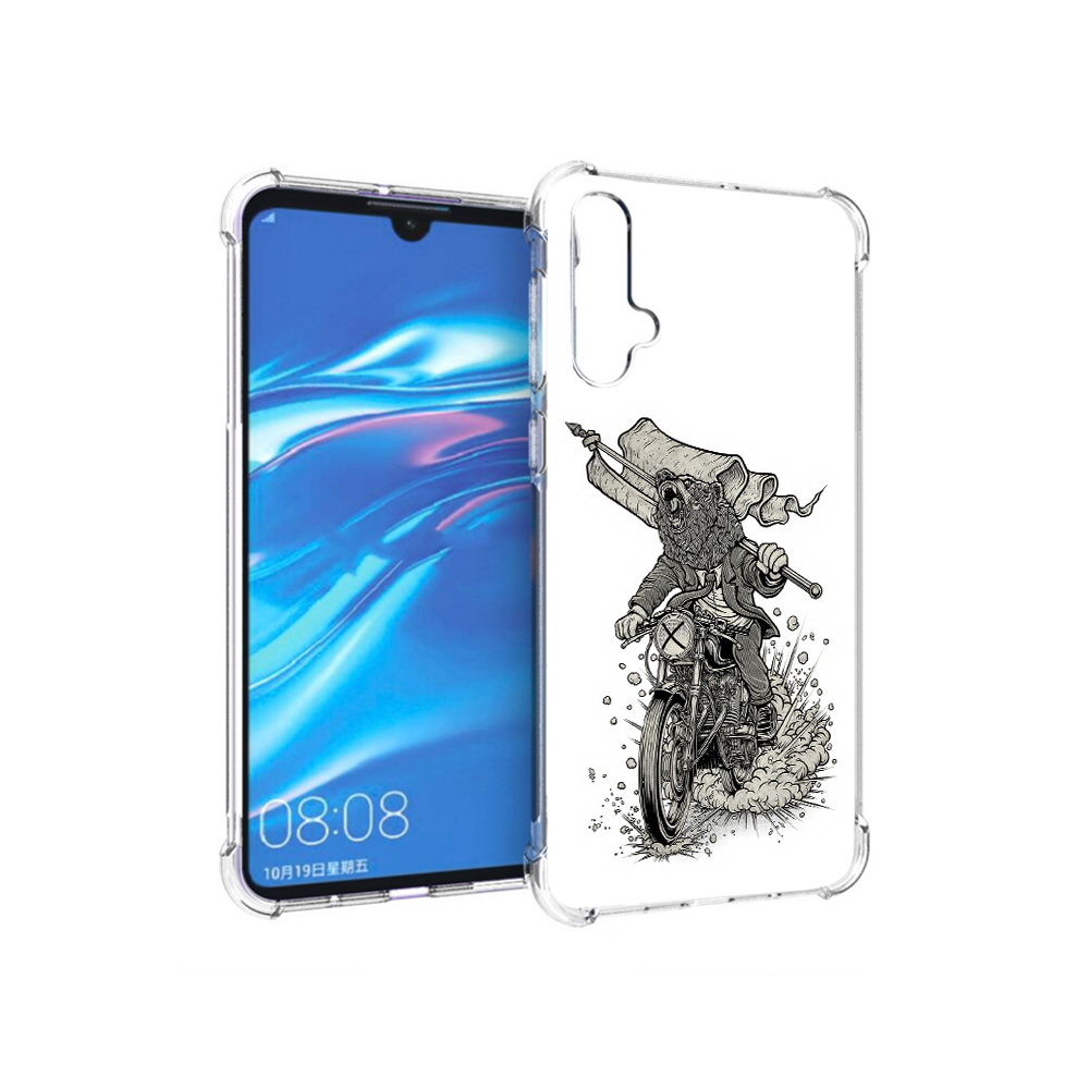 Чехол MyPads Tocco для Huawei Nova 5 медведь на мотоцикле