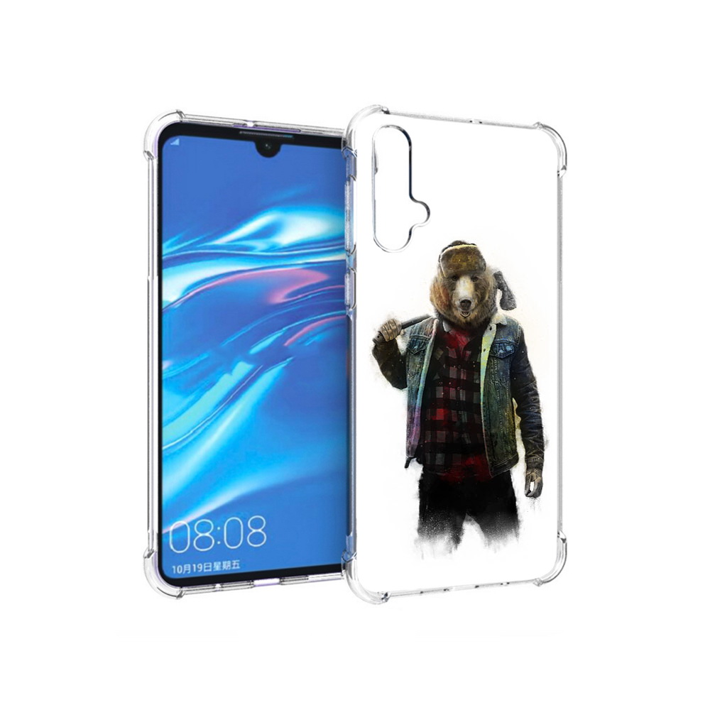 

Чехол MyPads Tocco для Huawei Nova 5 медведь с топором, Прозрачный, Tocco