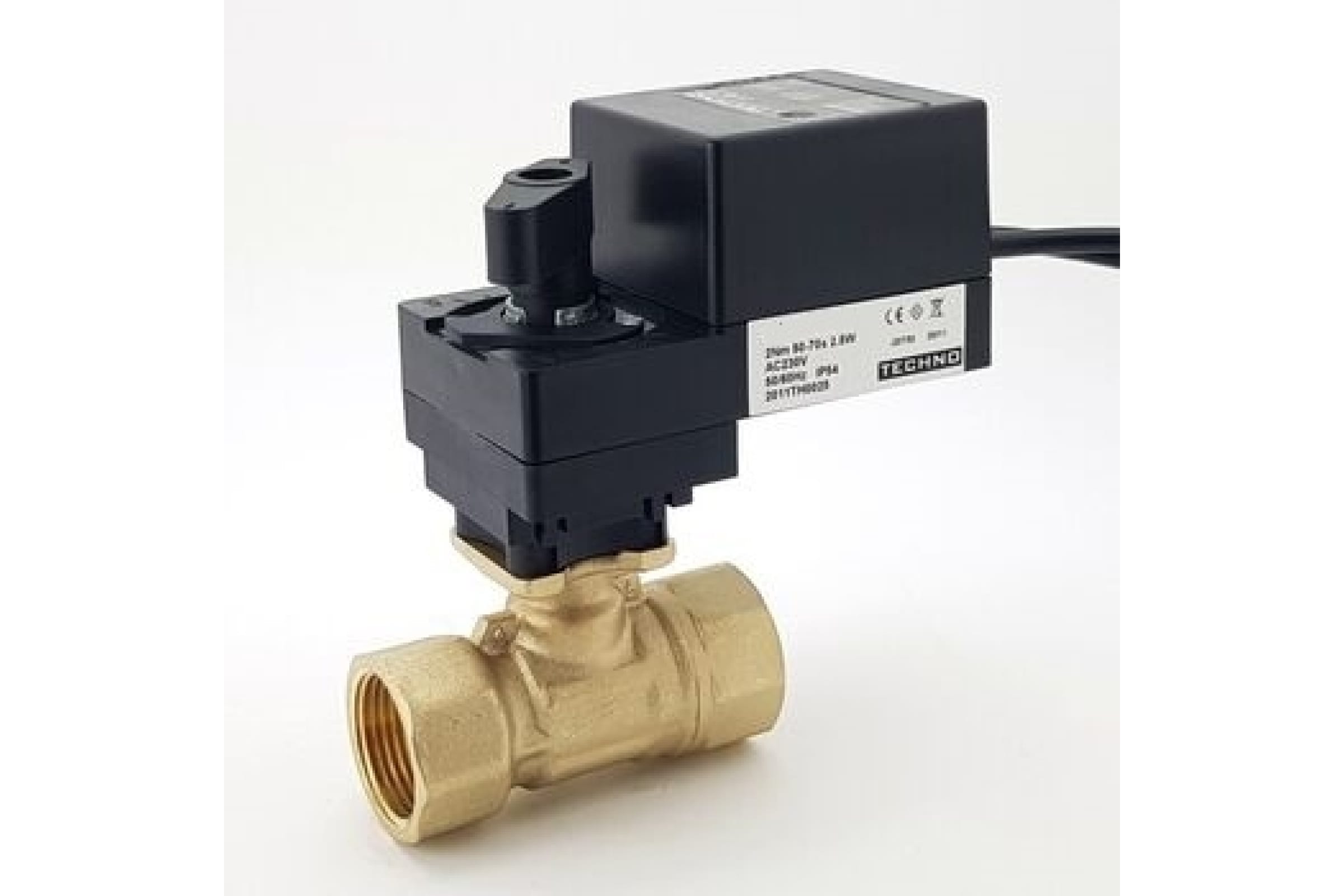 фото Techno hk225-04an/24v двухходовой шаровый кран dn25, резьба g1 с электроприводом 4нм, 24в,