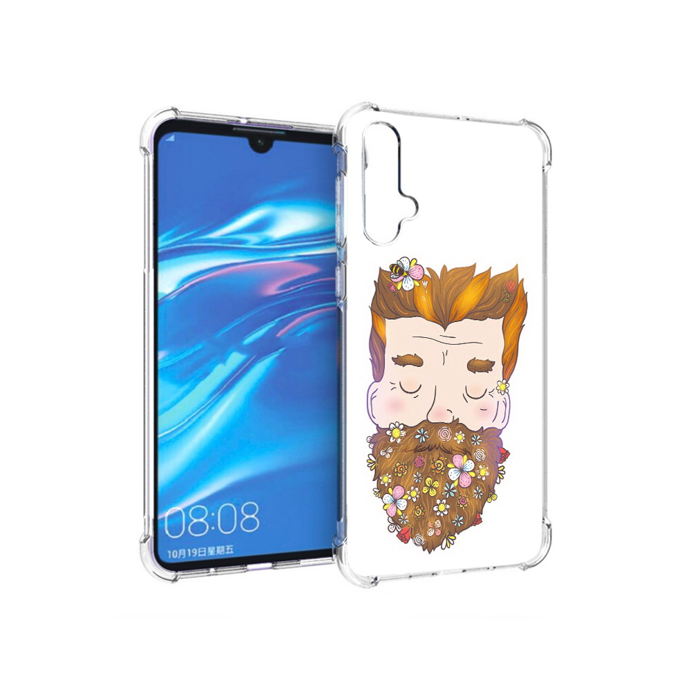 

Чехол MyPads Tocco для Huawei Nova 5 мужчина с цветами в бороде, Прозрачный, Tocco