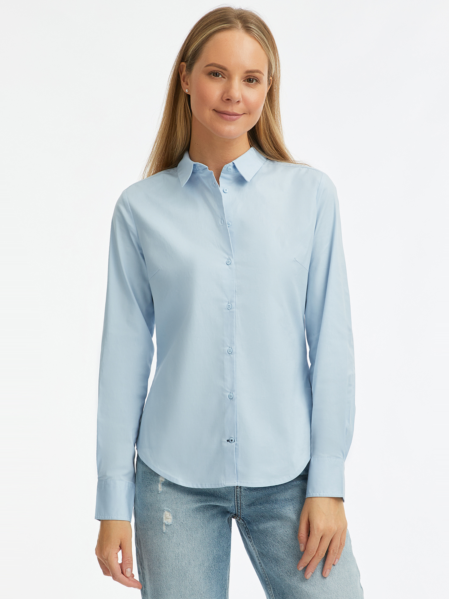 Рубашка женская oodji 13K03001-1B синяя 44 EU