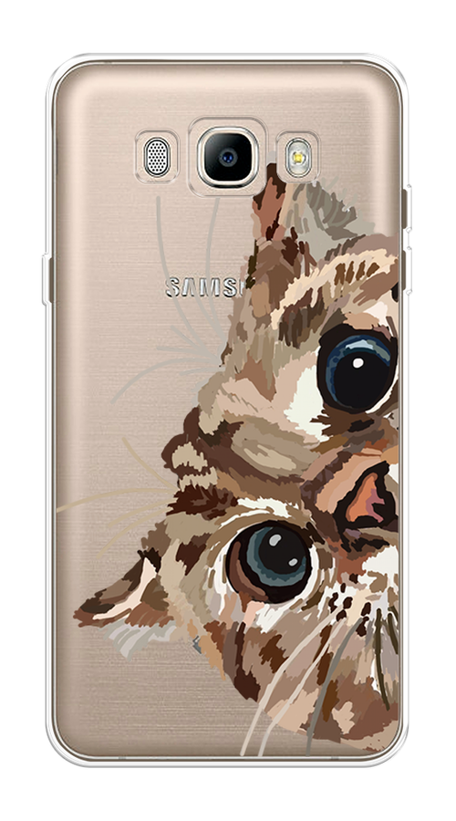 

Чехол на Samsung Galaxy J7 2016 "Любопытный кот", Коричневый;синий;черный, 23050-1