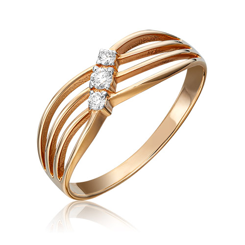 Кольцо из красного золота с бриллиантом р. 17 PLATINA jewelry 01-0515-00-101-1110-30