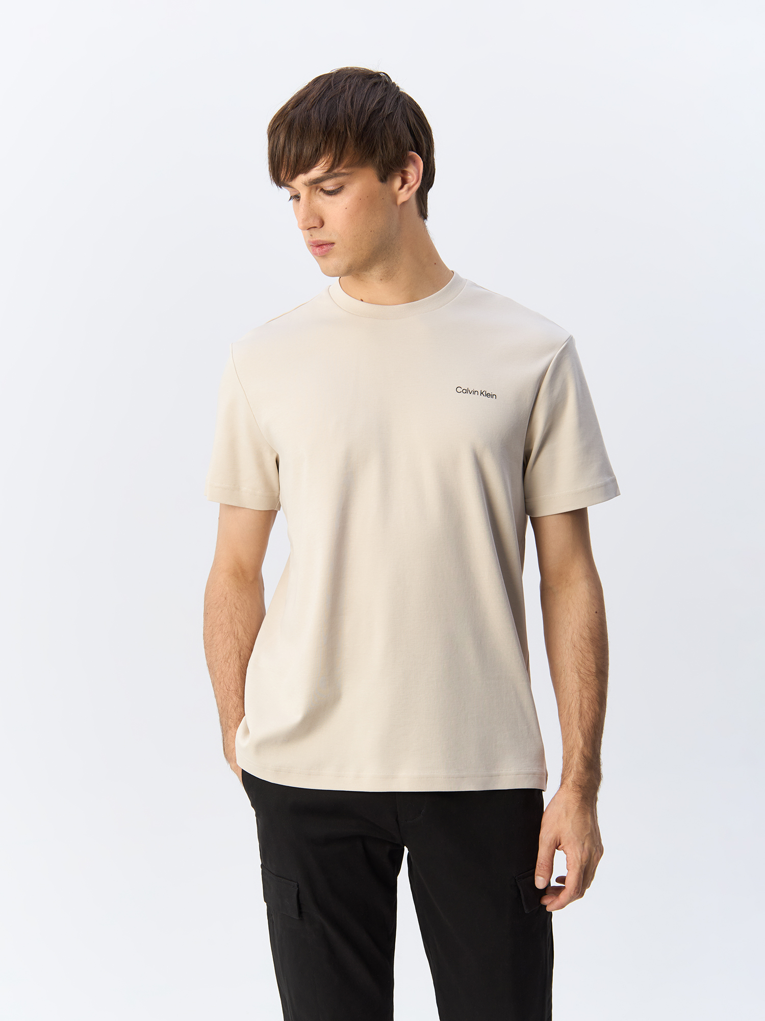 

Футболка мужская Calvin Klein K10K109894 бежевая 2XL, Бежевый, K10K109894