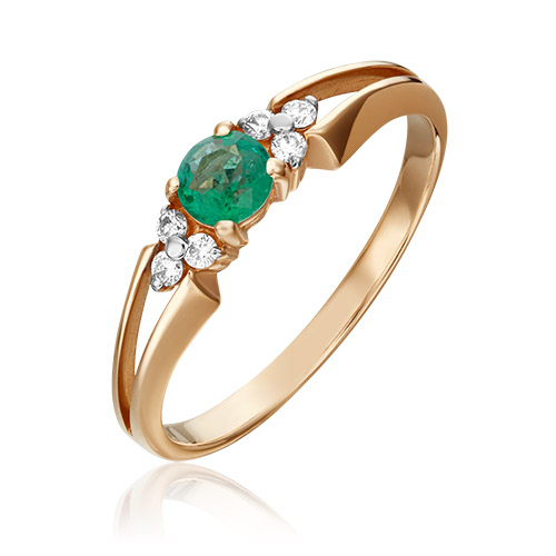 

Кольцо из золота р. 16,5 PLATINA jewelry 01-0569-00-106-1110-30, изумруд\бриллиант, 01-0569-00-106-1110-30