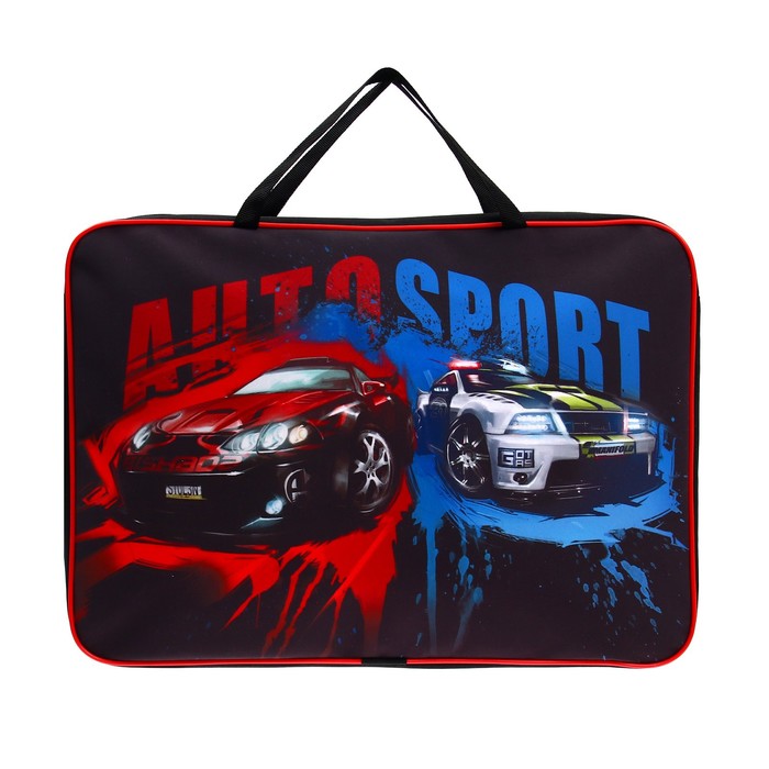 

Папка А3, 470 х 325 х 80 мм, с ручками, текстильная, ПШ-12, AUTO SPORT, Черный