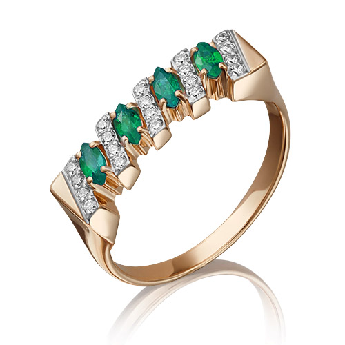 

Кольцо из золота р.  PLATINA jewelry 01-0571-00-106-1110-30, бриллиант\изумруд, 01-0571-00-106-1110-30