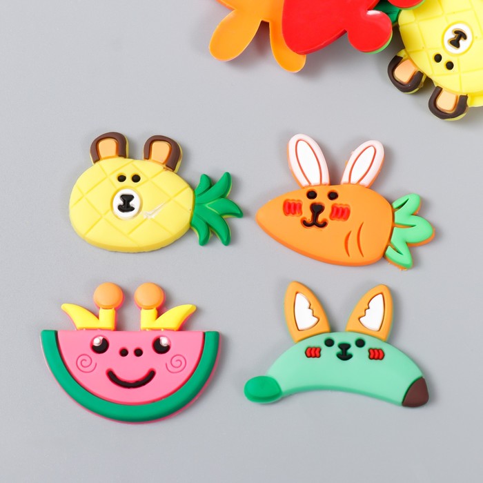 

Декор для творчества резина "Фрукты с мордочками" набор 15 шт МИКС 2,5х3 см, Разноцветный