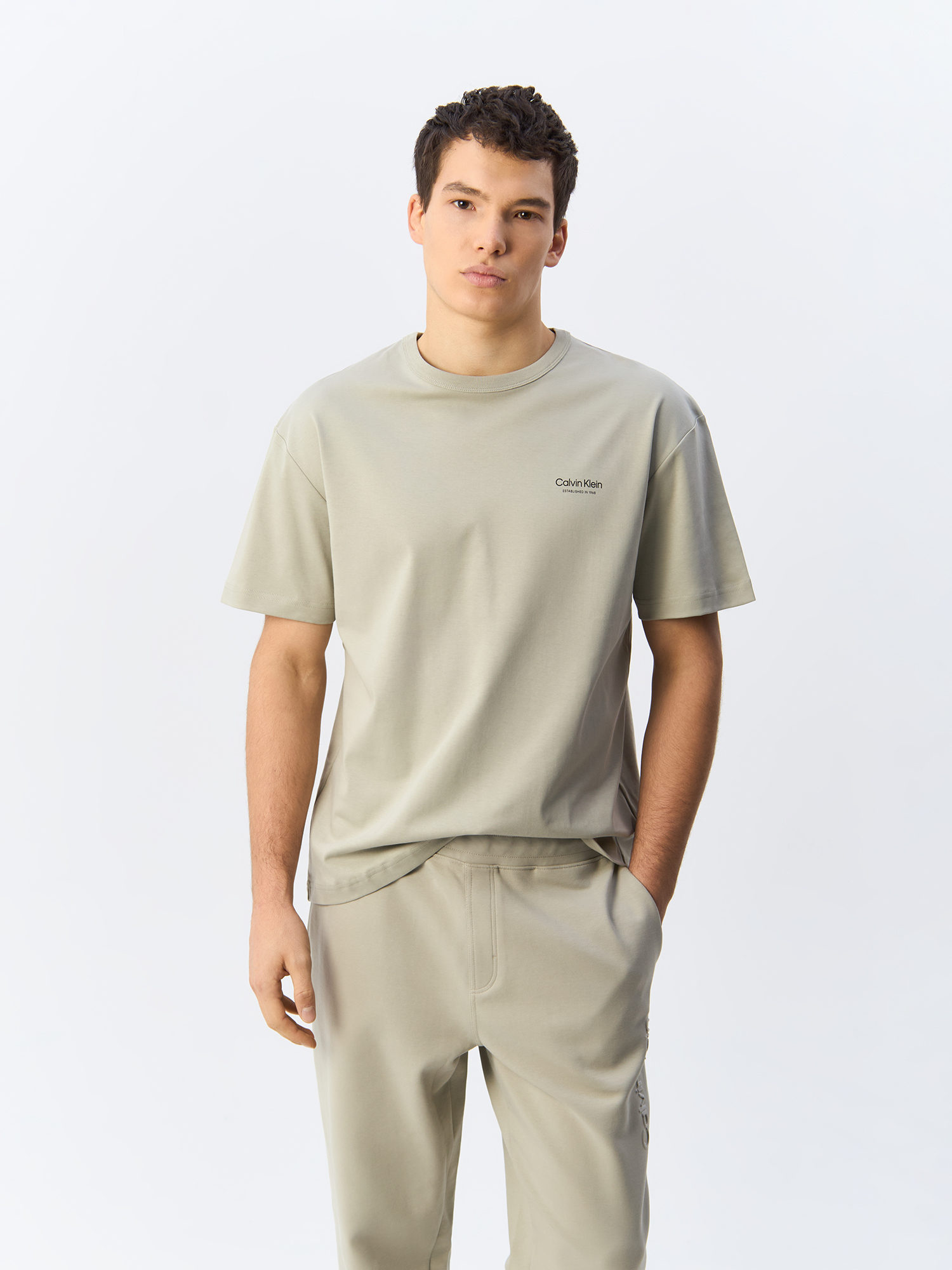 

Футболка мужская Calvin Klein K10K113104 серая L, Серый, K10K113104