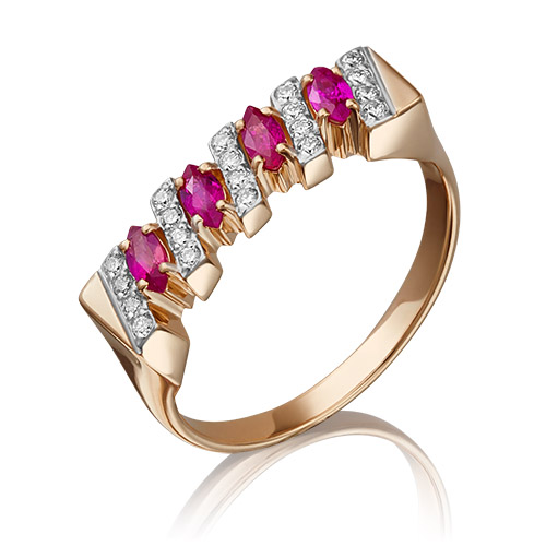 

Кольцо из золота с рубином/бриллиантом р.  PLATINA jewelry 01-0571-00-107-1110-30, 01-0571-00-107-1110-30