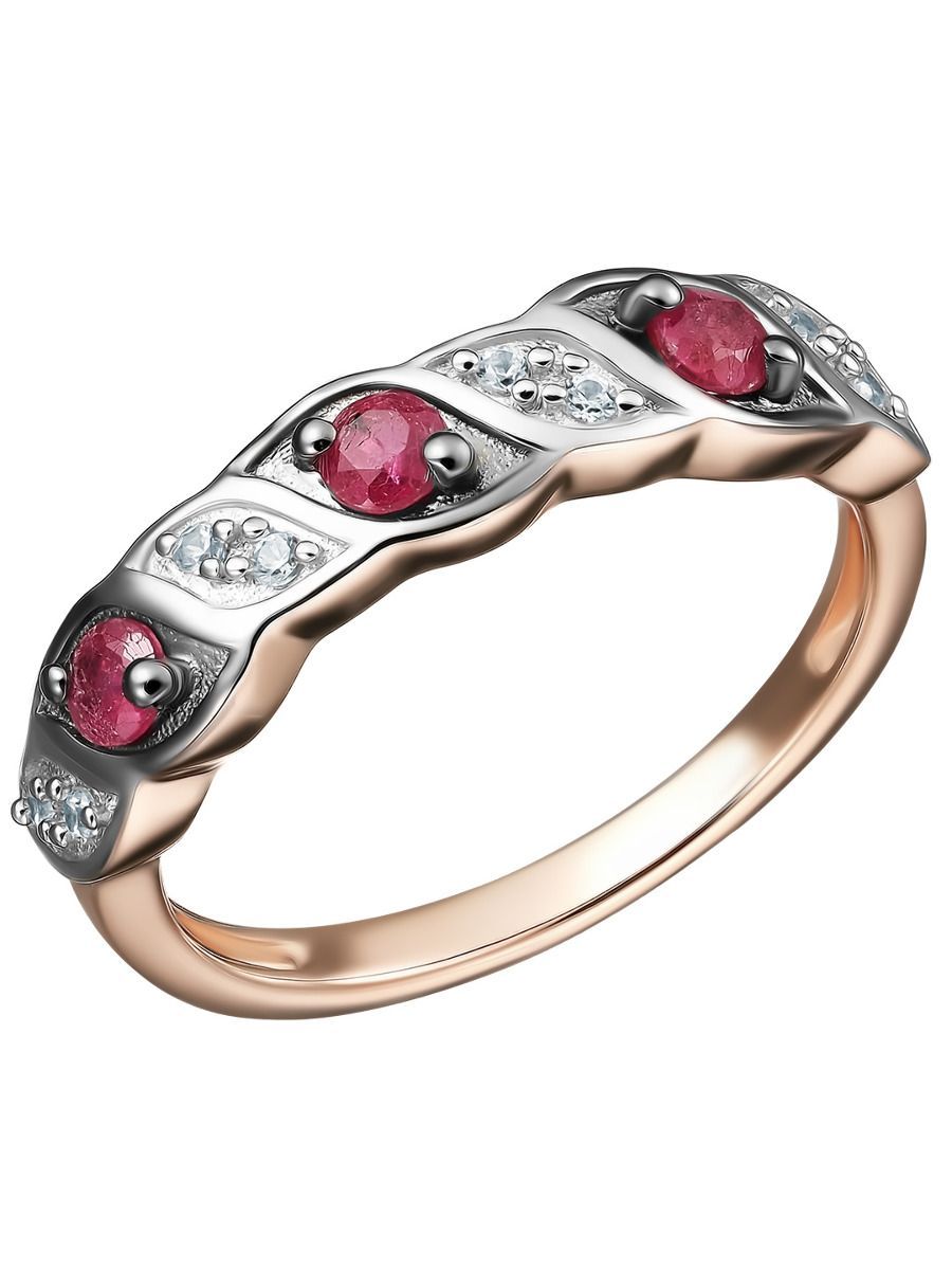 Кольцо из серебра р. 18,5 Ювелирочка 1065086, рубин, циркон