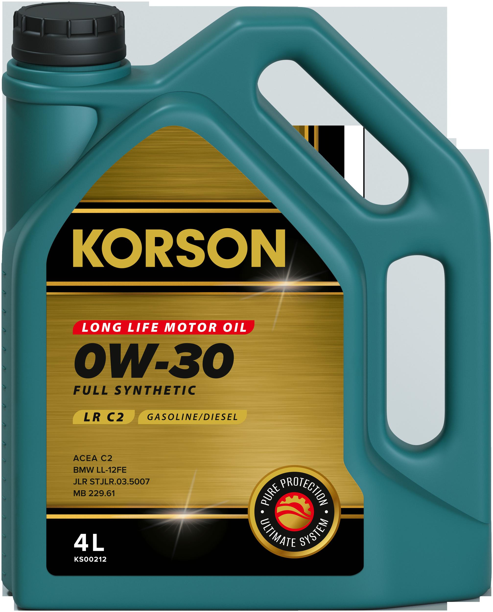 

Моторное масло Korson синтетическое 0W30 FULL SYNTHETIC LR C2 4л