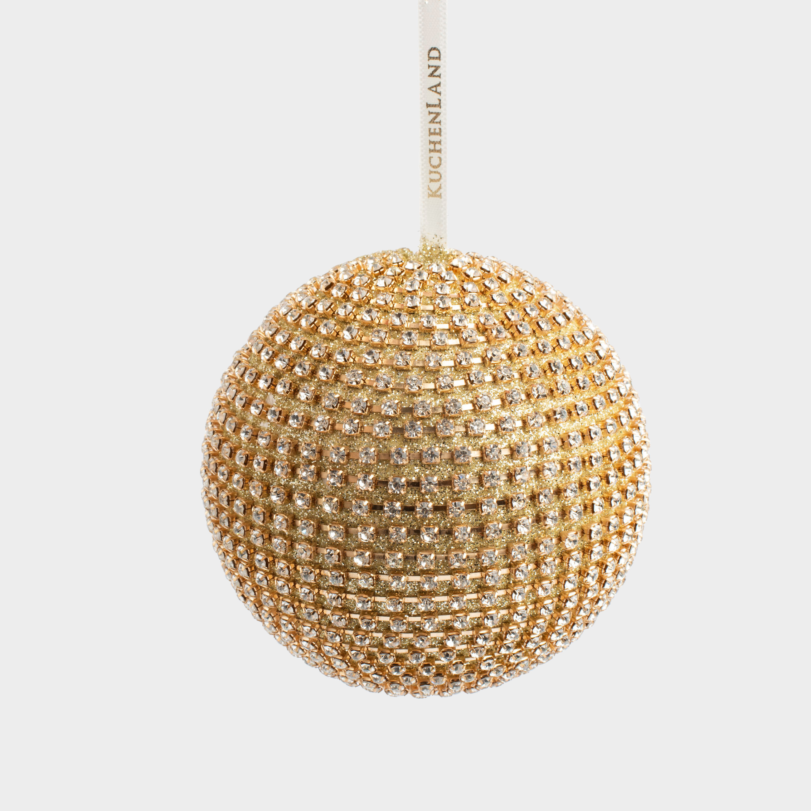 

Игрушка елочная, 9 см, пластик, шампань, Шар в стразах, Ball sparkle, Золотистый