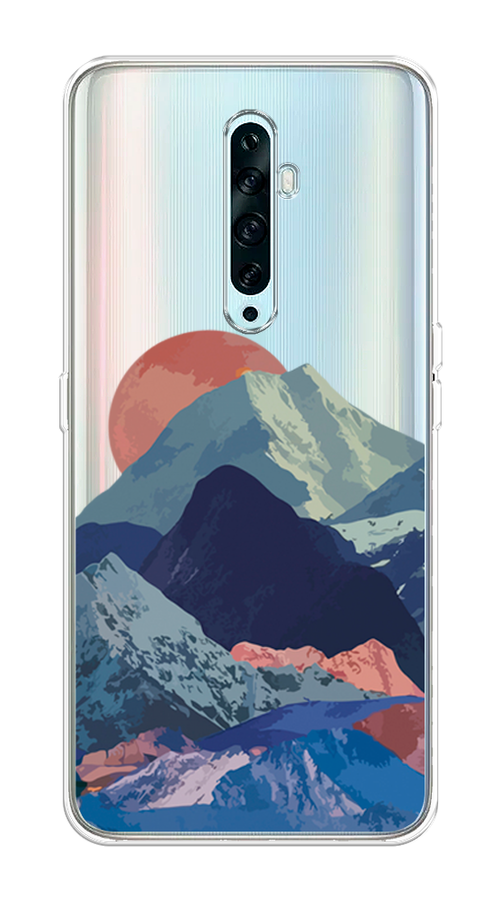 

Чехол на Oppo Reno 2Z "Закат в снежных горах", Красный;серый;голубой, 251850-2