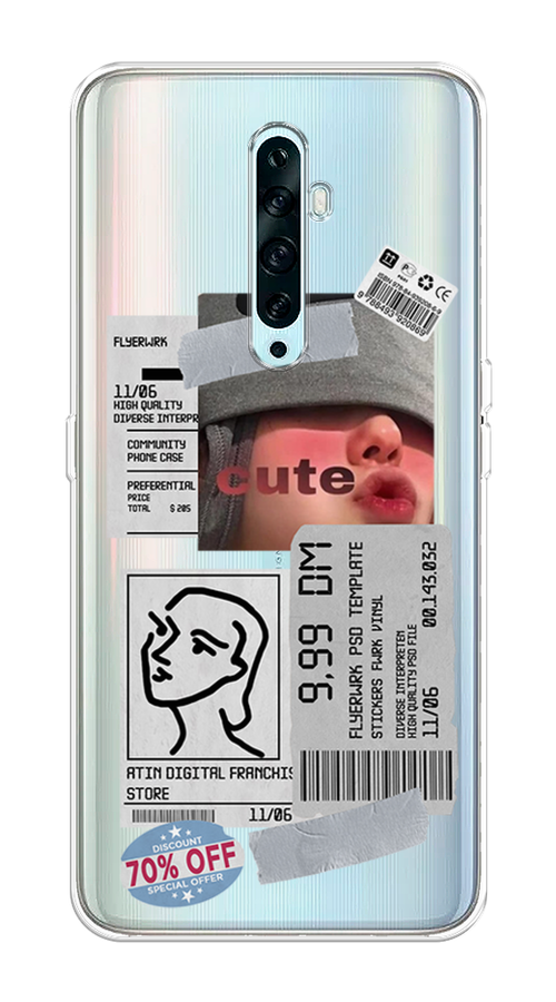

Чехол на Oppo Reno 2Z "Cute girl collage", Розовый;серый;голубой, 251850-6