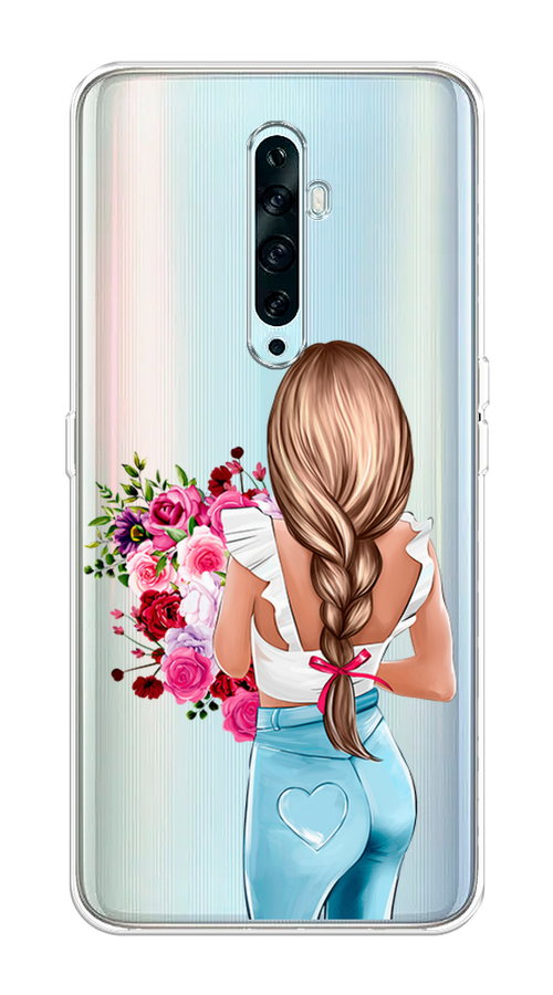 

Чехол на Oppo Reno 2Z "Девушка с цветами", Коричневый;розовый;голубой, 251850-6