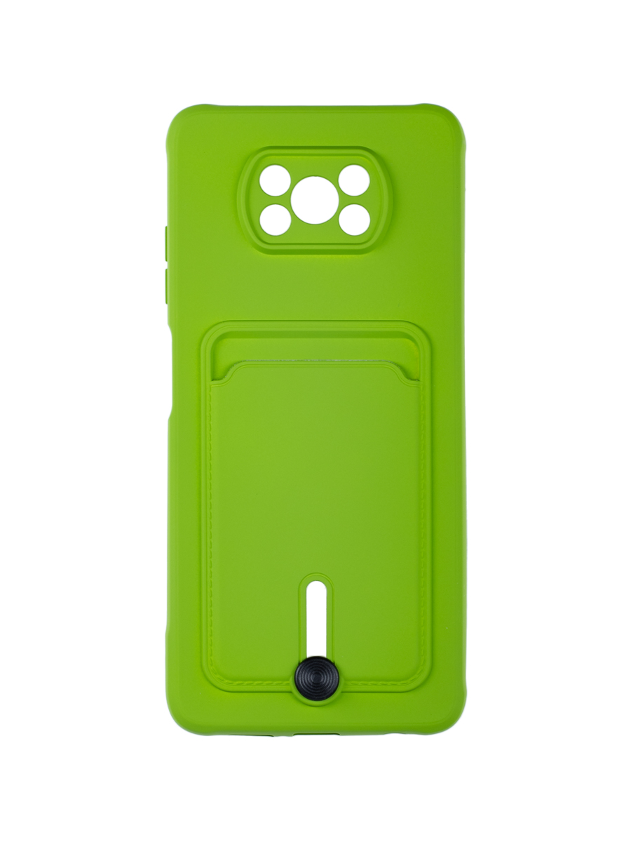 

Чехол для Xiaomi Poco X3 с карманом для карт, защитой камеры и выталкивателем салатовый, ZCHP-XIA-X3