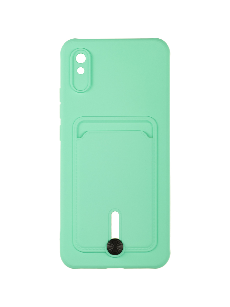 фото Чехол для xiaomi redmi 9a с карманом для карт, защитой камеры и выталкивателем мятный zibelino
