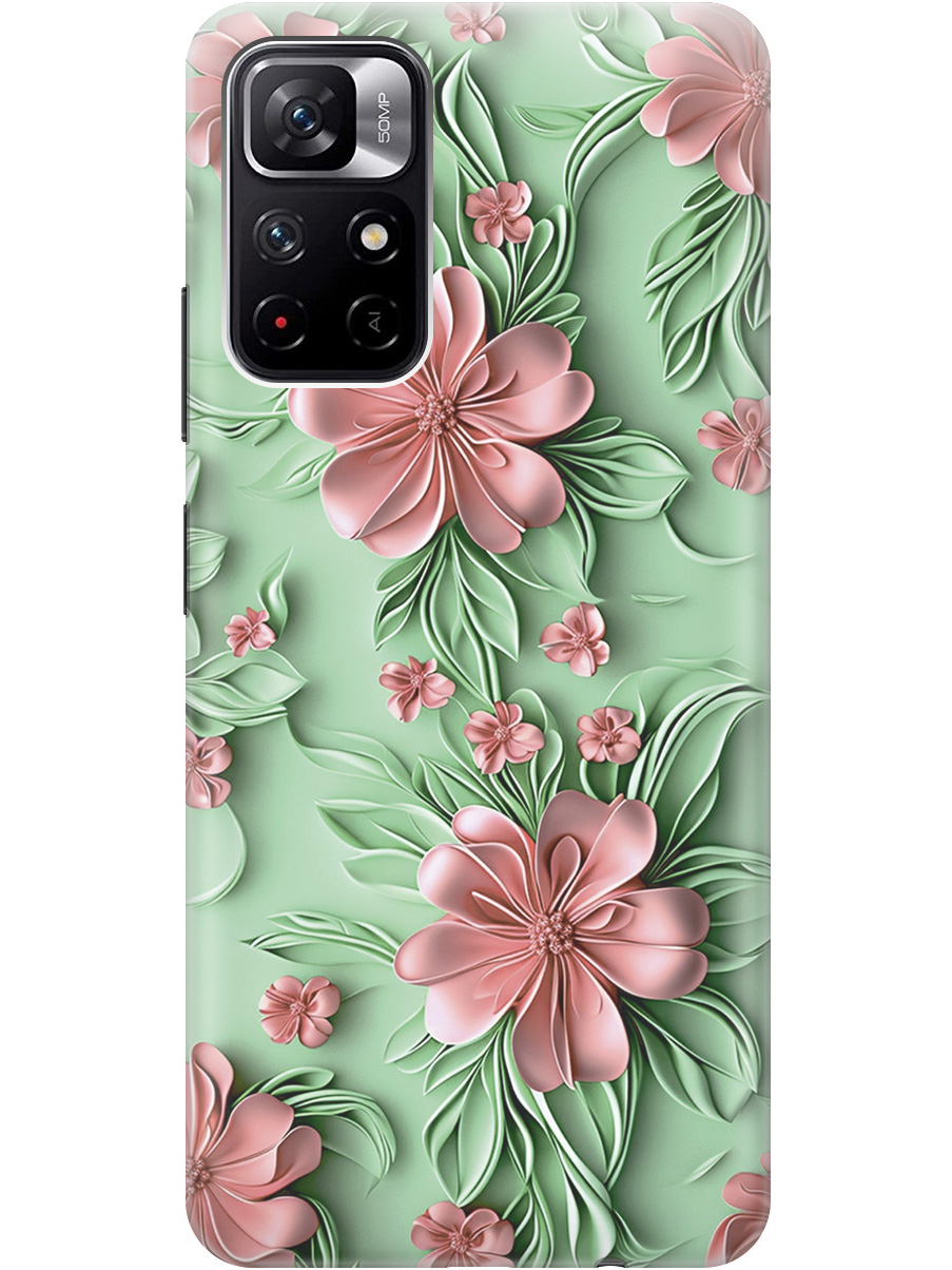 

Силиконовый чехол на Xiaomi Poco M4 Pro 5G с принтом "Розовые цветы на мятном фоне", Прозрачный;зеленый;розовый, 734580721