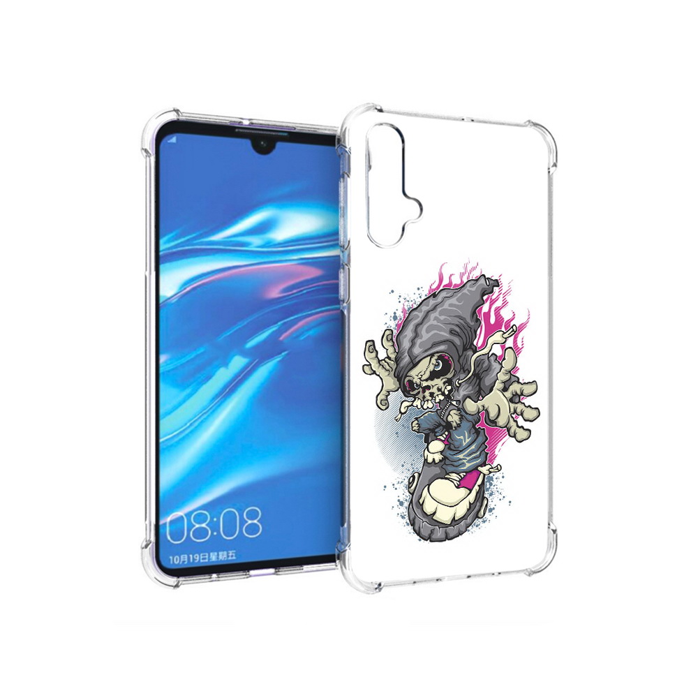 

Чехол MyPads Tocco для Huawei Nova 5 нарисованный скелет на скейт борде, Прозрачный, Tocco