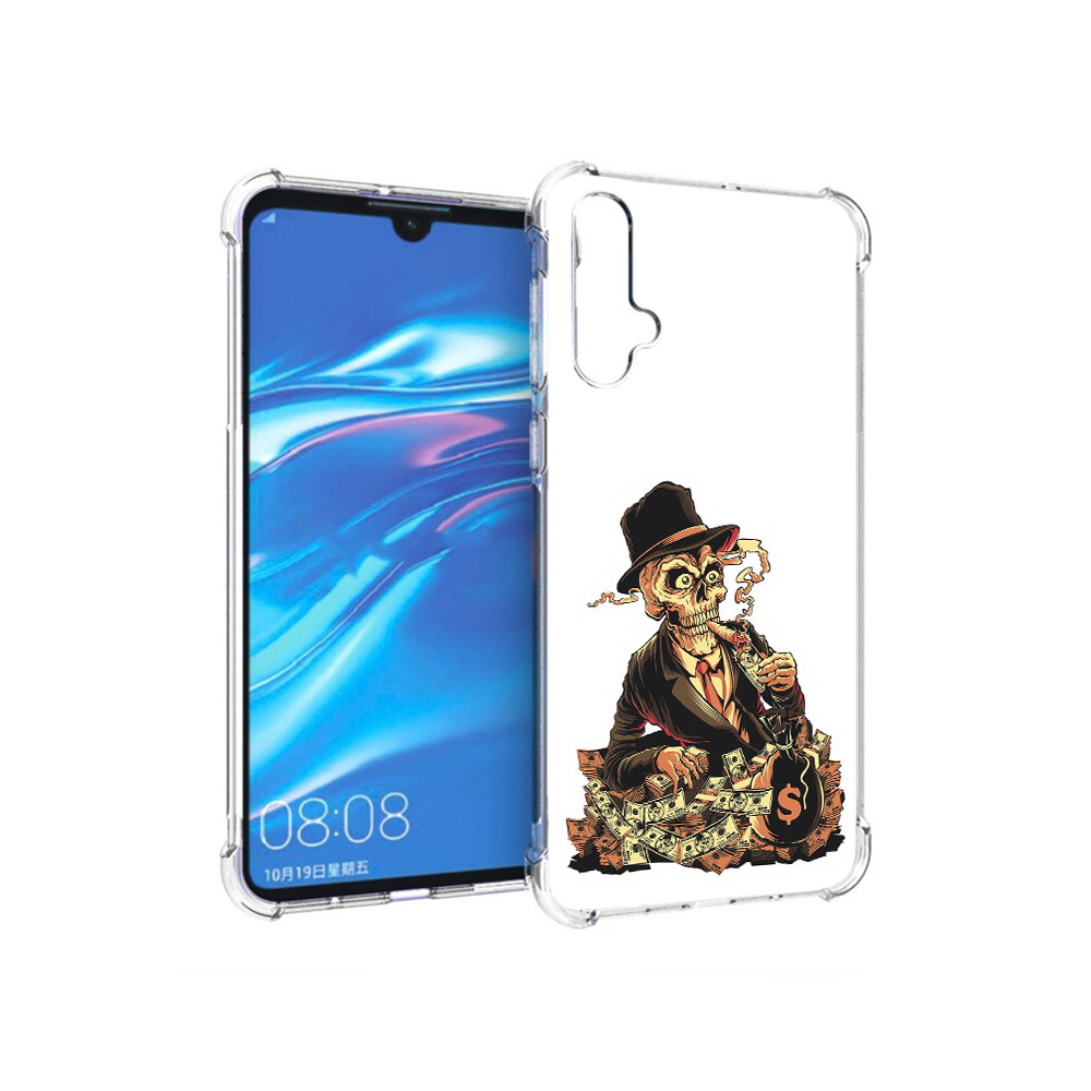 

Чехол MyPads Tocco для Huawei Nova 5 нарисованный череп с сигаретой, Прозрачный, Tocco