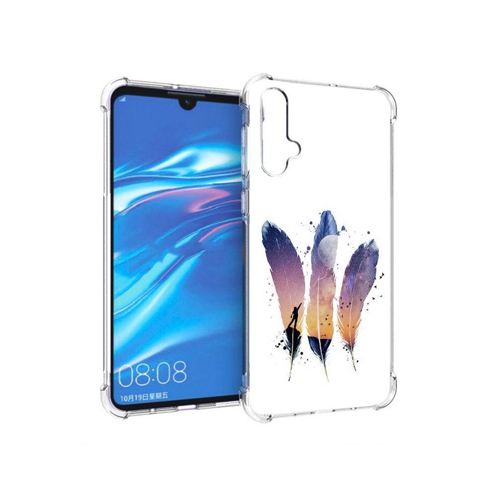 

Чехол MyPads Tocco для Huawei Nova 5 небесные перья, Прозрачный, Tocco