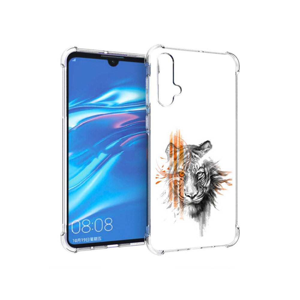 

Чехол MyPads Tocco для Huawei Nova 5 огненный тигр, Прозрачный, Tocco