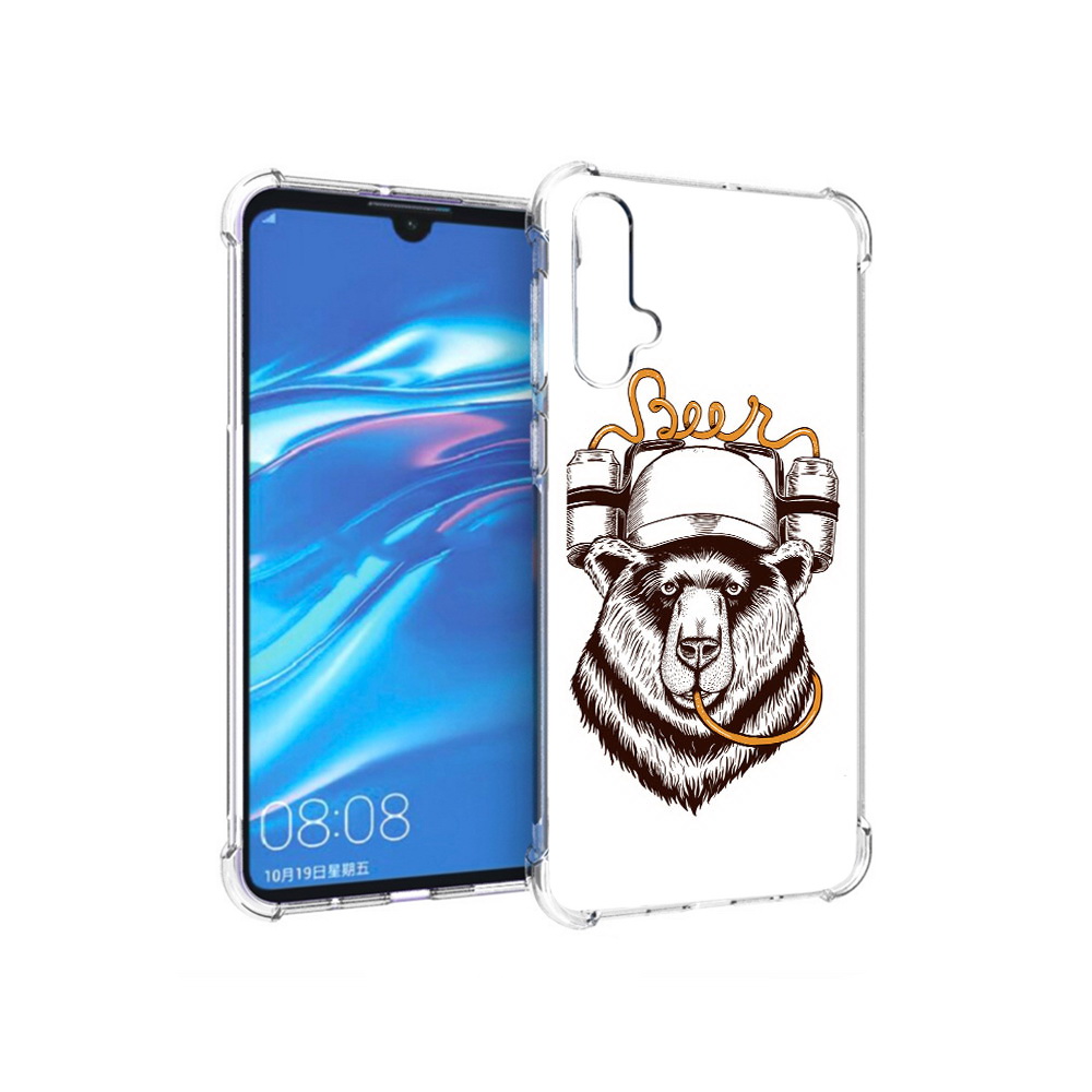 

Чехол MyPads Tocco для Huawei Nova 5 пивной медведь, Прозрачный, Tocco