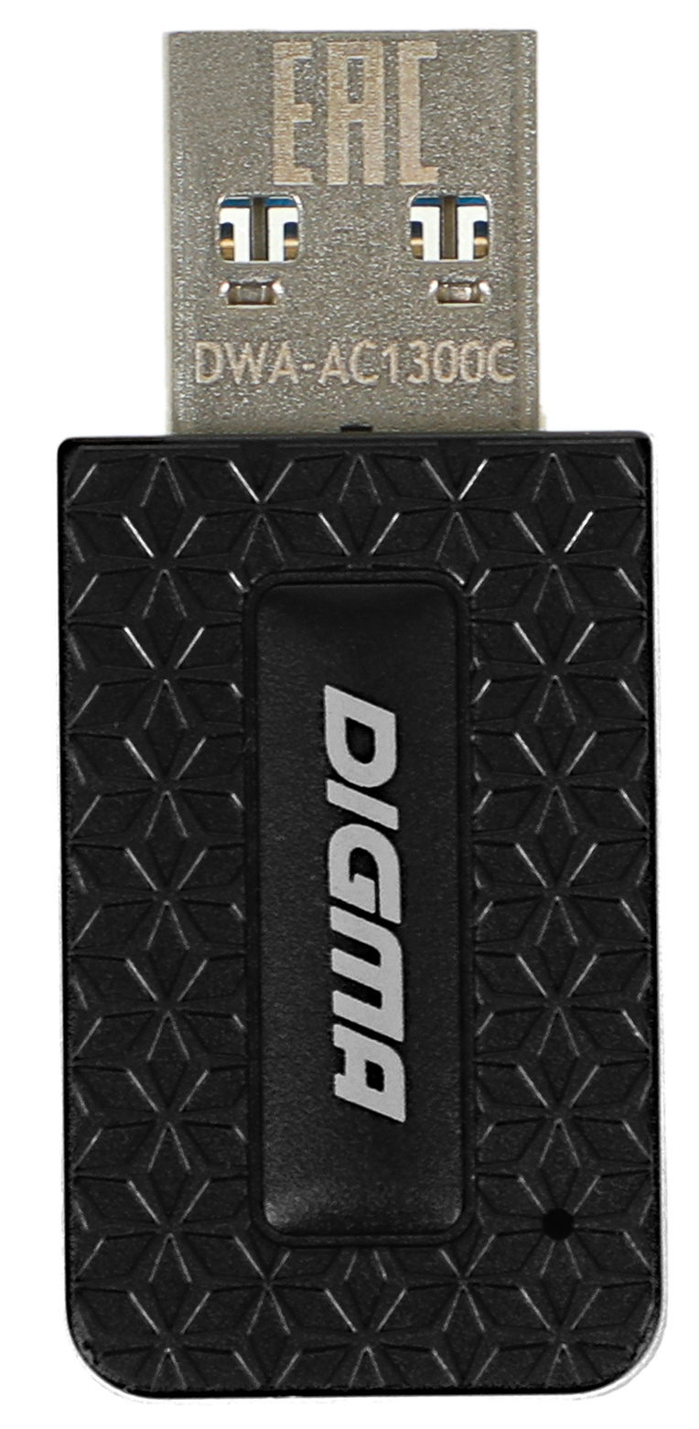 

Сетевой адаптер WiFi Digma USB 3.0 dwa-ac1300c, Черный, DWA-AC1300C