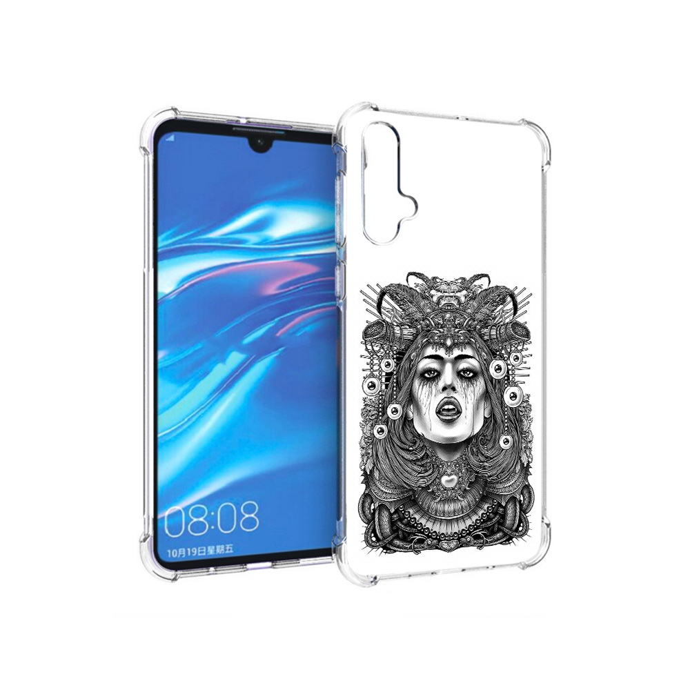 Чехол MyPads Tocco для Huawei Nova 5 портрет девушки черно белый