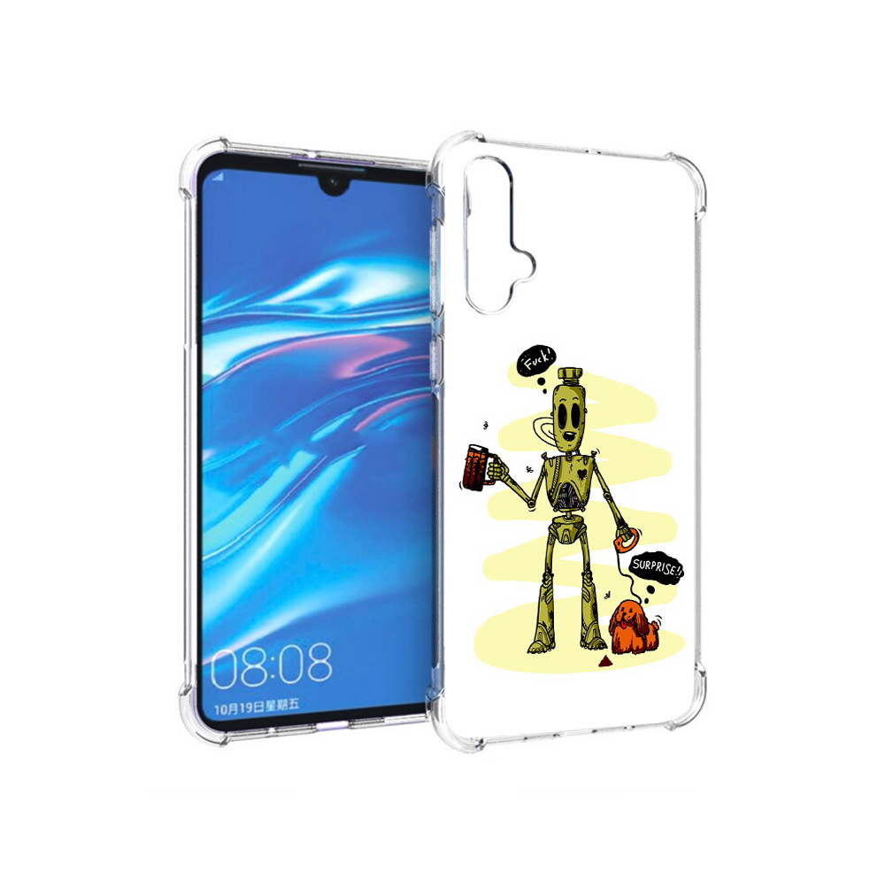

Чехол MyPads Tocco для Huawei Nova 5 прикольный робот, Прозрачный, Tocco