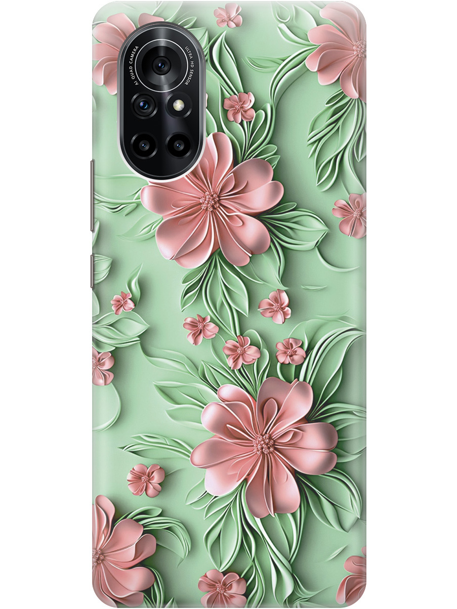 

Силиконовый чехол на Huawei Nova 8 с принтом "Розовые цветы на мятном фоне", Прозрачный;зеленый;розовый, 731079521