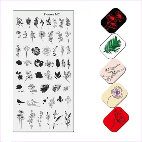

Пластина для стемпинга Uprettego Flower M01, Белый, Flower M01
