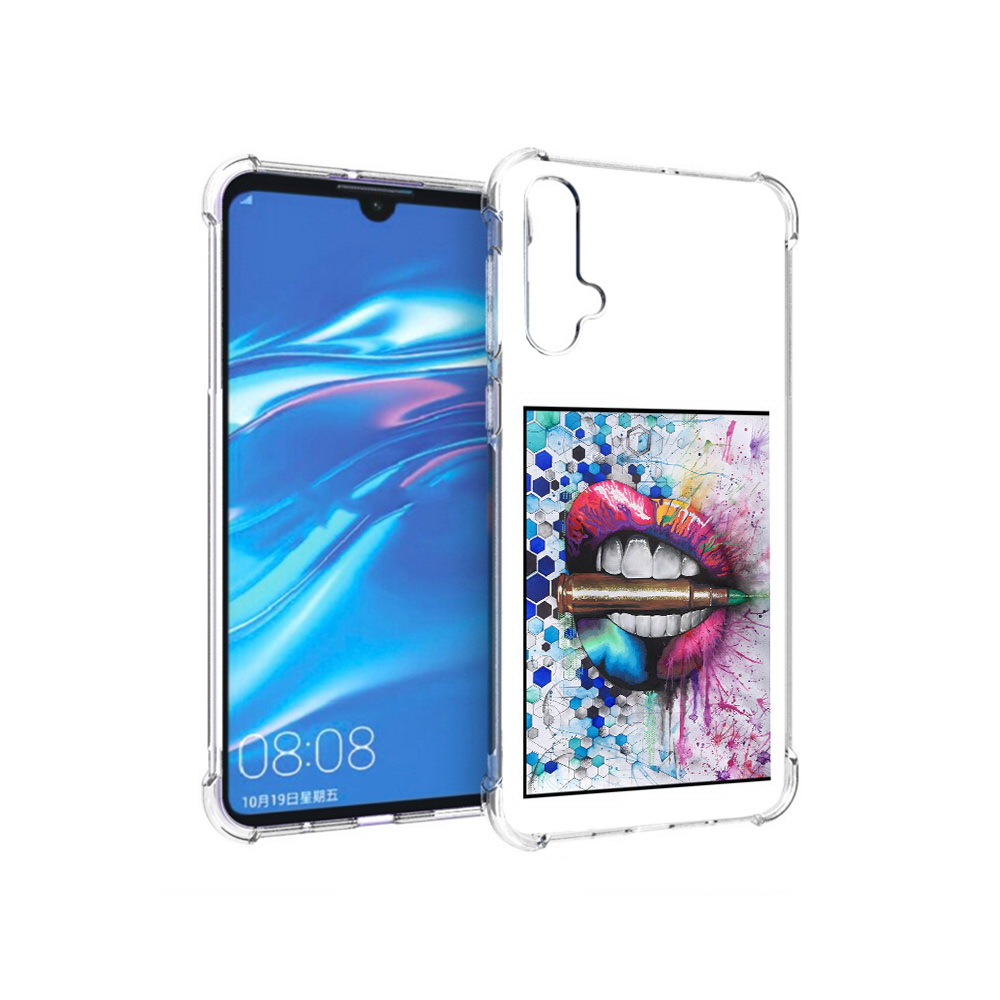 

Чехол MyPads Tocco для Huawei Nova 5 разноцветные губы с пулей, Прозрачный, Tocco
