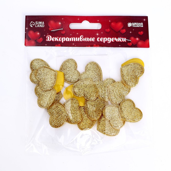 

Сердечки декоративные, набор 20 шт., размер 1 шт: 2,5  2,2 см, цвет золотой, Золотистый, 14 Февраля